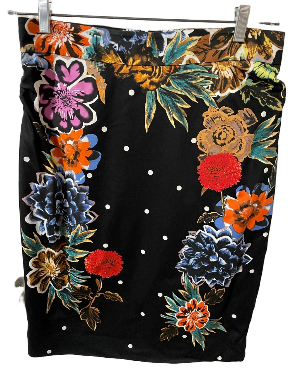 Yoana Baraschi Black Floral Skirt with Multicolour Flowers Size 10